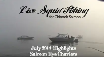 Live Squid fishing for Chinook salmon Ucluelet BC July 2014